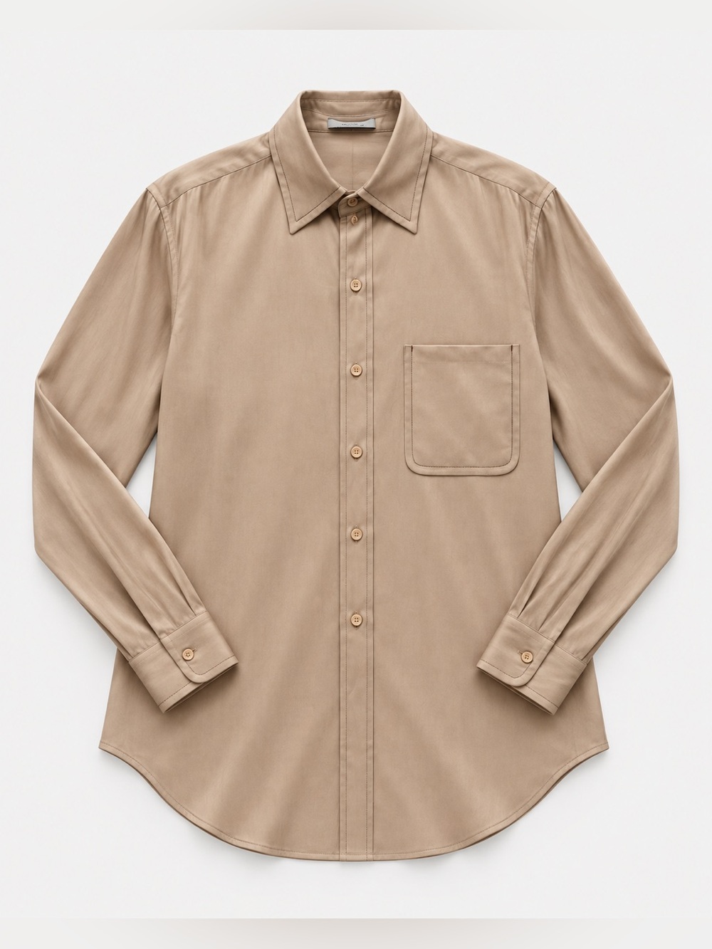 Sandro Beige Satin Button-Down Shirt XS Long Sleeve Pocket NWT